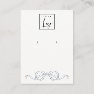 Dusky Blue Coquette Bow Earring Display  Logo Business Card