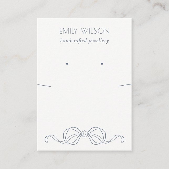 Dusky Blue Coquette Bow Earring Necklace Display Business Card (Front)