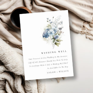 Dusky Blue Cottage Floral Wedding Wishing Well Enclosure Card