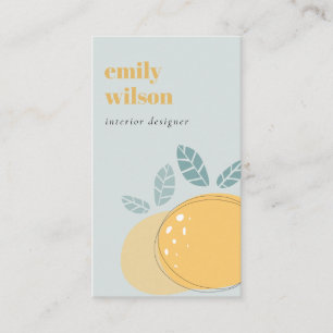 Dusky Blue Cute Lemon Abstract Bold Fruity Citrus Business Card