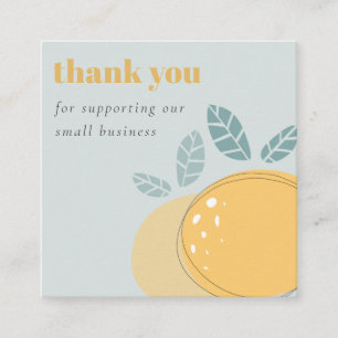 Dusky Blue Cute Lemon Bold Fruity Thank You Order Square Business Card