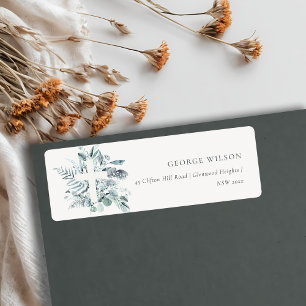 Dusky Blue Eucalyptus Fern Foliage Cross Address