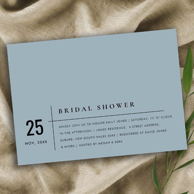 DUSKY BLUE GREY TYPOGRAPHY BRIDAL SHOWER INVITE (Creator Uploaded)