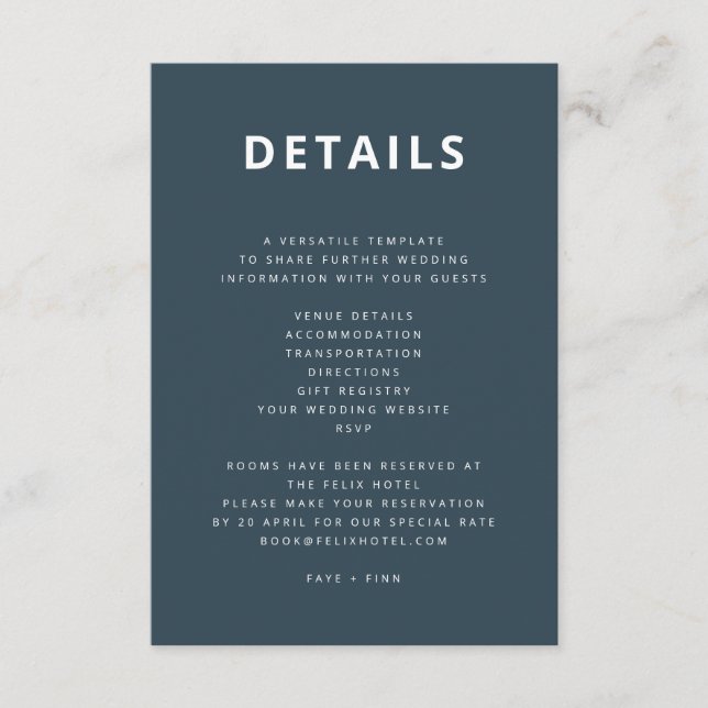 Dusky Blue | Scandinavian Minimalist Wedding Enclosure Card (Front)