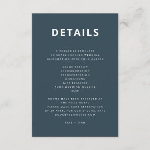 Dusky Blue Scandinavian Minimalist Wedding Enclosure Card