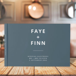 Dusky Blue   Scandinavian Minimalist Wedding Guest Book