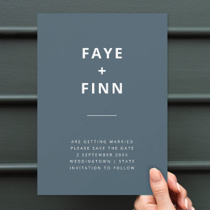 Dusky Blue Scandinavian Minimalist Wedding Save The Date