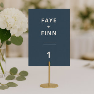 Dusky Blue Scandinavian Minimalist Wedding Table Number