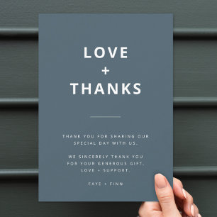Dusky Blue Scandinavian Minimalist Wedding Thank You Card