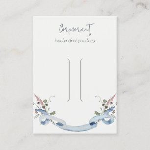 Dusky Blue Wildflower Ribbon Hairclip Pin Display Business Card