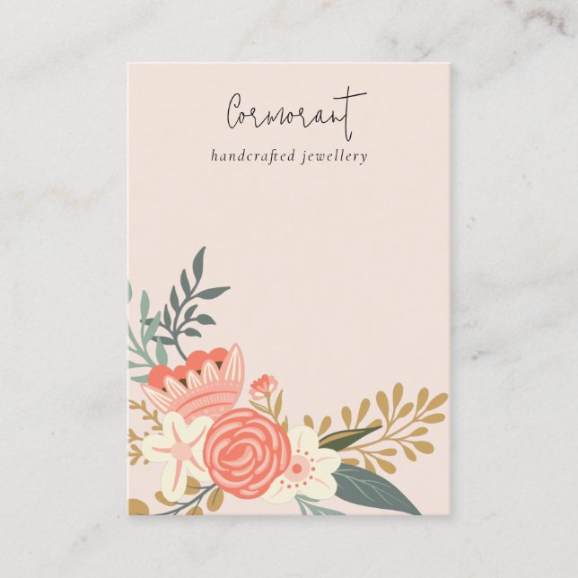 Dusky Blush Ambrosia Floral Blank Jewellery Displa Business Card (Front)