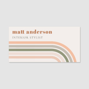 Dusky Bold Retro Rainbow Desert Chic Blush Rust Name Tag