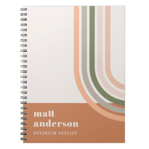 Dusky Bold Retro Rainbow Desert Chic Blush Rust Notebook