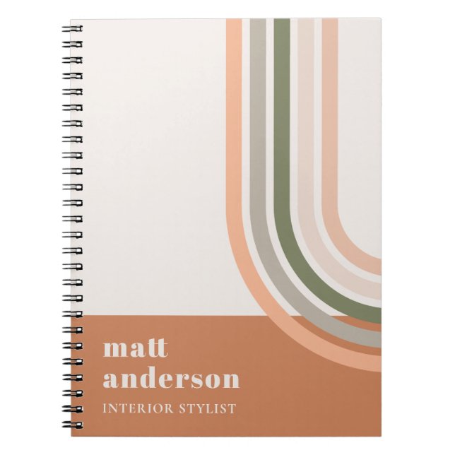 Dusky Bold Retro Rainbow Desert Chic Blush Rust Notebook (Front)