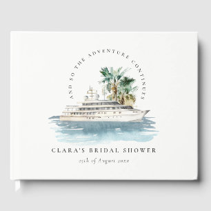 Dusky Cruise Ship Palm Seascape Bridal Shower Guest Book