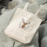 Dusky Deer Floral Crest Fun Facts Bridal Shower Tote Bag<br><div class="desc">If you need any further customisation please feel free to message me on yellowfebstudio@gmail.com.</div>