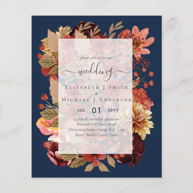 Dusky Fall BUDGET WEDDING INVITATIONS Terracotta Flyer (Front)