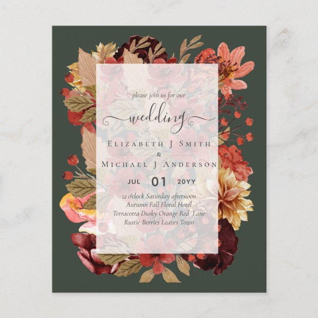 Dusky Fall BUDGET WEDDING INVITATIONS Terracotta Flyer (Front)