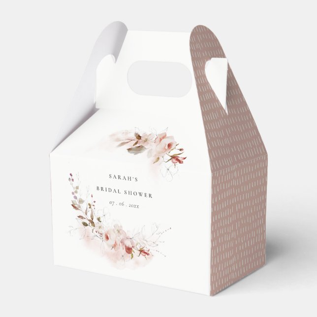 Dusky Fall Marsala Blush Floral Bridal Shower Favour Box (Front Side)