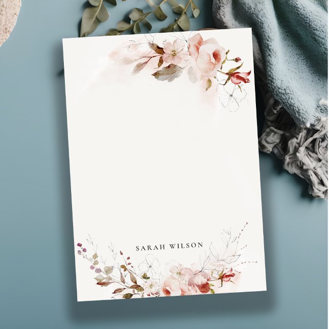 Dusky Fall Marsala Blush Floral Watercolor Wedding Card (Creator Uploaded)