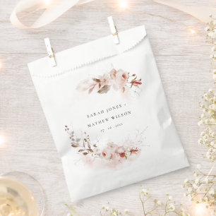 Dusky Fall Marsala Blush Floral Wreath Wedding Favour Bags