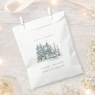 Dusky Green Blue Pine Tree Woods Wedding Thanks Favour Bags