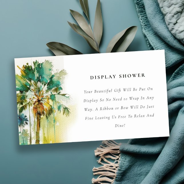 Dusky Green Tropical Palm Tree Display Baby Shower Enclosure Card (Creator Uploaded)