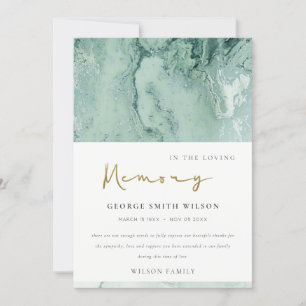 DUSKY GREY GREEN GOLD AGATE SYMPATHY MEMORIAL THANK YOU CARD