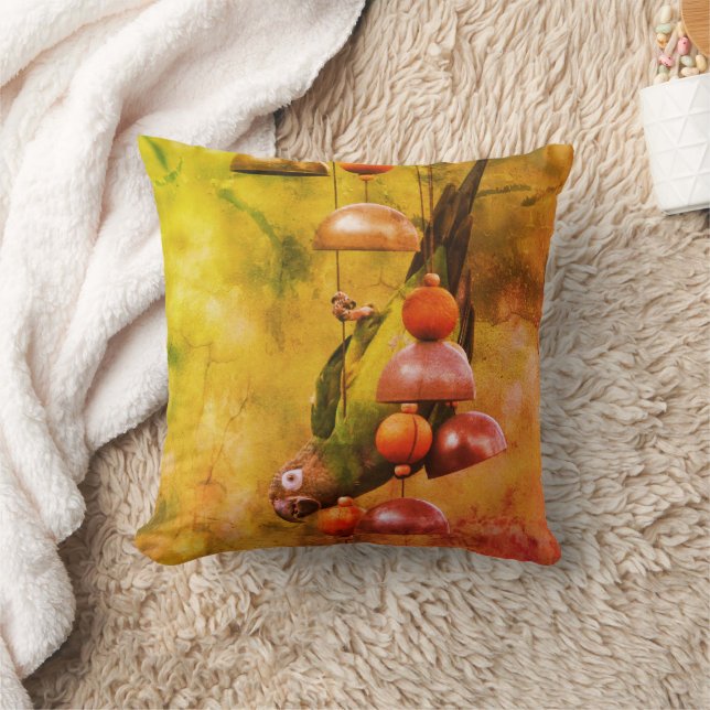 Dusky Headed Conure Parrot Upside Down Abstract Cushion (Blanket)