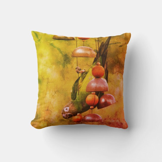 Dusky Headed Conure Parrot Upside Down Abstract Cushion (Front)