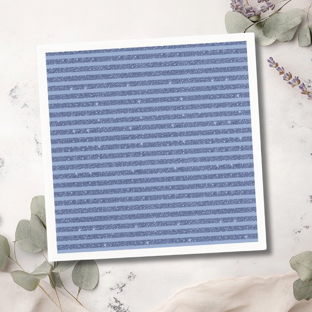 Dusky Indigo Glitter Style Horizontal Stripes Napkin (Creator Uploaded)