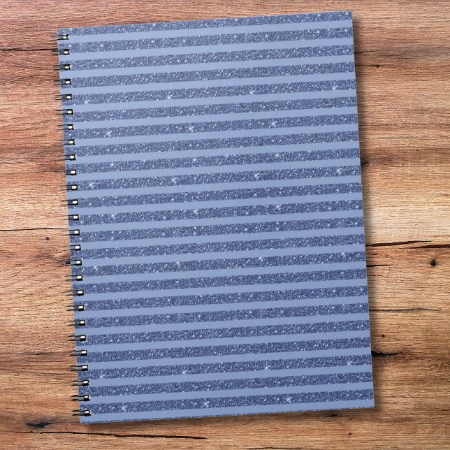 Dusky Indigo Glitter Style Horizontal Stripes Notebook (Creator Uploaded)
