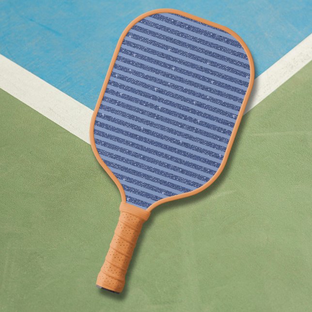 Dusky Indigo Glitter Style Horizontal Stripes Pickleball Paddle (Creator Uploaded)