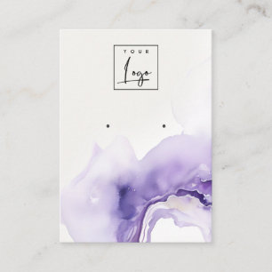 Dusky Lilac Abstract Watercolor Agate Earring Logo Business Card