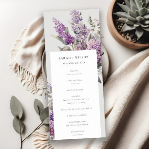 Dusky Lilac Green Cottage Floral Wedding Program Invitation