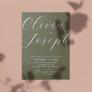 Dusky Olive Green Wedding   Minimalist Photo & QR Invitation