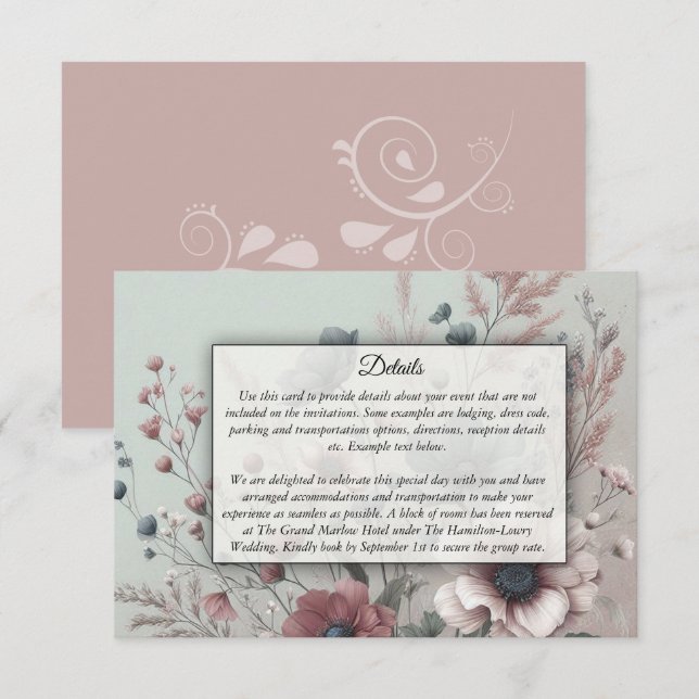  Dusky Petals and Soft Serenity Floral Enclosure Card (Front/Back)