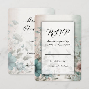 Dusky Petals and Soft Serenity Floral Wedding RSVP Card