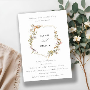 Dusky Pink Blush Wildflower Crest Rehearsal Dinner Invitation