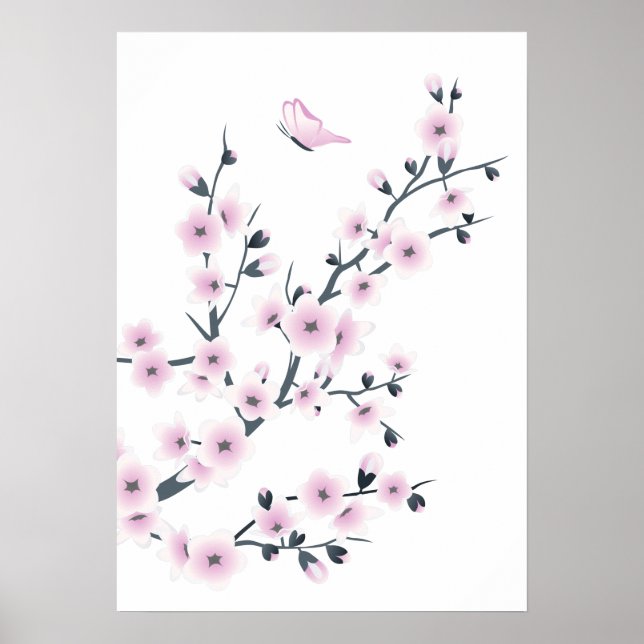 Dusky Pink  Cherry Blossoms Poster (Front)