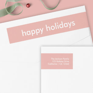 Dusky Pink Minimal Modern Christmas Address Wrap Around Label
