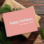 Dusky Pink | Minimal Modern Feminine Christmas Holiday Card<br><div class="desc">Simple, stylish "happy holidays" quote greeting card with modern typography in white on a dusky pink background in a minimalist 'scandi' scandinavian design style. The card can be easily personalized with your own holiday greeting, family name and year to make a truly bespoke christmas holiday card for the festive season!...</div>
