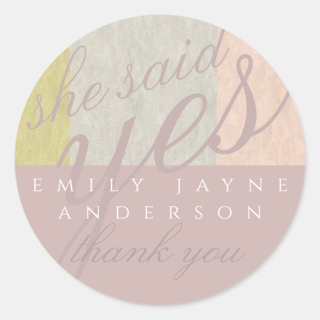 Dusky Pink Modern Bridal Shower THANK YOU Classic Round Sticker (Front)