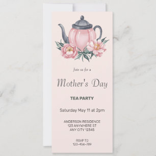 Dusky Pink Mother's Day Tea Party Invitation