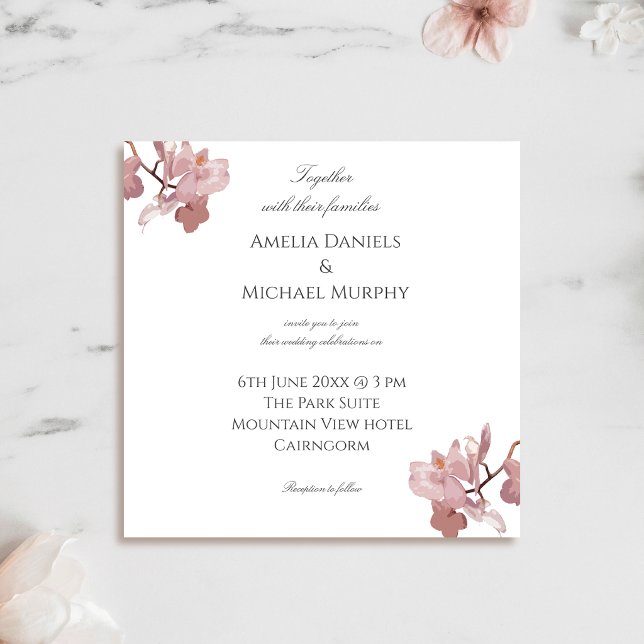 Dusky Pink Orchid Invitation (Creator Uploaded)