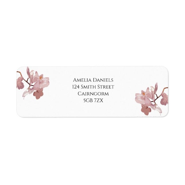 Dusky Pink Orchid Return Address Label (Front)