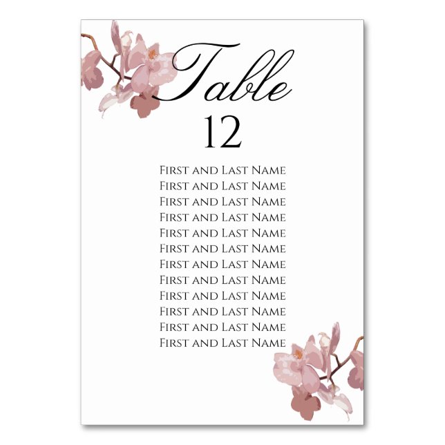 Dusky Pink Orchid  Table Number (Front)