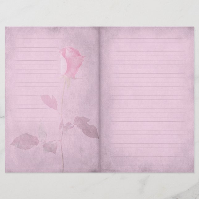 Dusky Pink Rosebud Lined Journal Paper (Front)