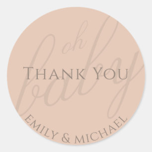 Dusky Pink Thank You Baby Shower Modern Classic Round Sticker