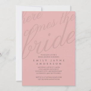 Dusky Pink Typography Bridal Shower Modern Minimal Invitation